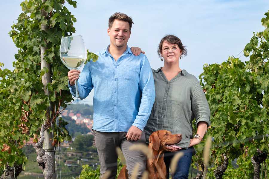 Katharina und Matthias Schuh vom Weingut Schuh in Sörnewitz